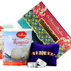 1 kg rasgulla pack, 1 beautiful rakhi