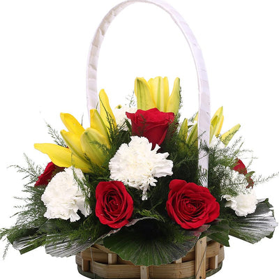 Mixed flowers in basket