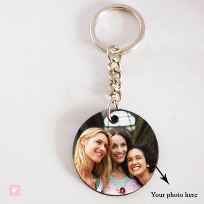 Personalized round Friendship bond photo key chain