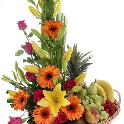 Fruits  basket with mix flower