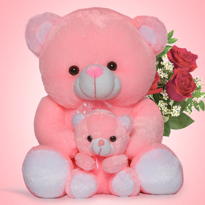 Pink Teddy with Little baby