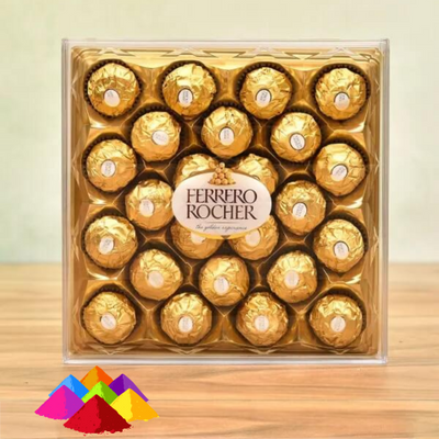 24 Pcs Ferraro Rocher with 4 shade Holi Gulal