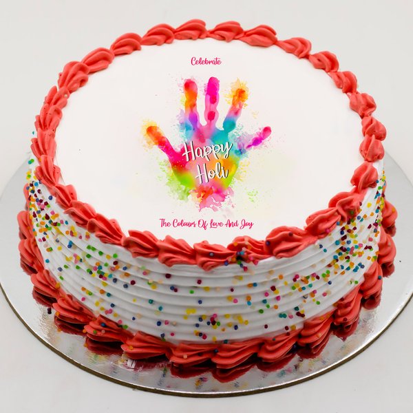 Brown basket - Holi theme .....Cake delivered on colours... | Facebook