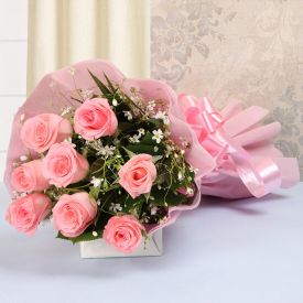 Bunch of 10 Pink Roses