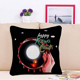 Sky Trends Happy Karwa Chauth Moon Design Special Gifts For Wife And Husband Cushion Cover
