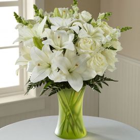 White lily and Rose with vase