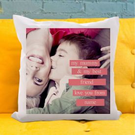 Personalised Cushion - Photo Upload Pink Banner My Mummy My Best Friend
