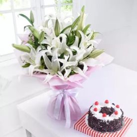 White Lilies With Cake