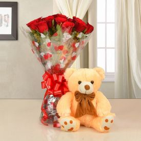 30 Red Roses (12-inch) Teddy Bear
