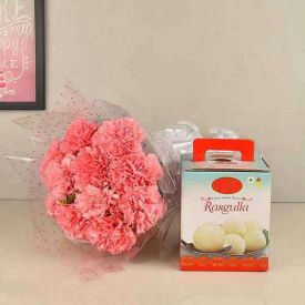 Pink Carnations with Rasgulla