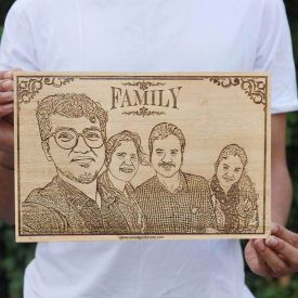 Family Wooden Engraving -Square