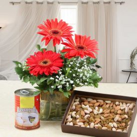 Flowers, Sweets With Dry fruits