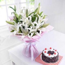 Lily Flowers with Black Forest Cake