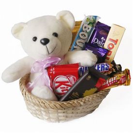 Branded Chocolate Basket with teddy