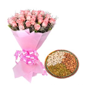Roses Bouquet with Mixed Dry Fruits