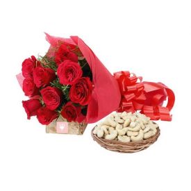 Bunch of Red Roses with Cashew Combo