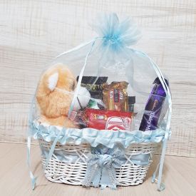 Basket of Mixed Chocolates With Teddy