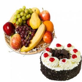 Mixed Fruits With Black Forest Cake