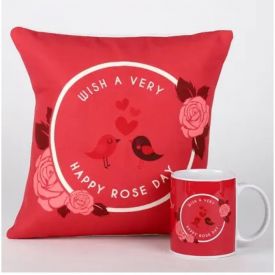 Rose printed Cushion and Mug