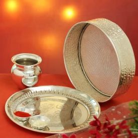 Silver Plated Karwa Chauth Thali Set