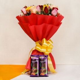 Mixed Roses with Silk Chocolates