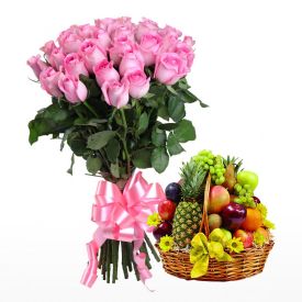 Pink Roses with Fruits