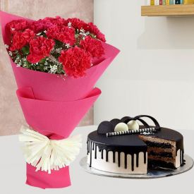 Carnation With Choco Cream Cake
