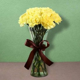 Yellow Carnations with Vase