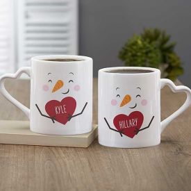 Couple heart shape valentines mug