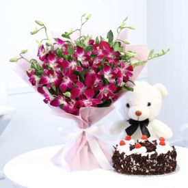 Orchids, Chocolate cake with Teddy