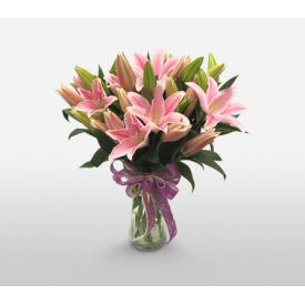 6 Pink lily in Vase