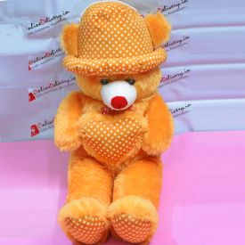 Brown Teddy Heart With Cap