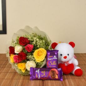 Roses Bunch with teddy & choco