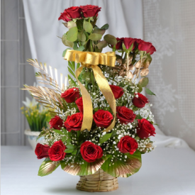 50 Red Roses with Basket