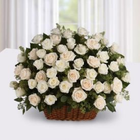 White Roses With basket
