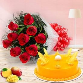 Mango cake With Roses