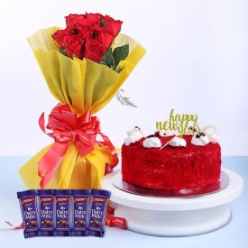 Red Velvet with Roses & chocolates