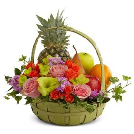 Seasonal Fruits and Flowers Basket