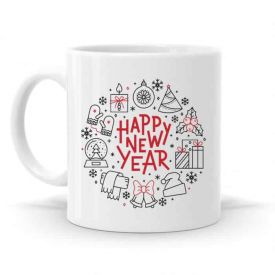 Personalized Happy New Year White Mug
