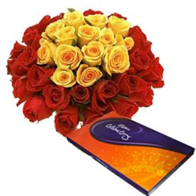 Celebration chocolate with Mixed Roses