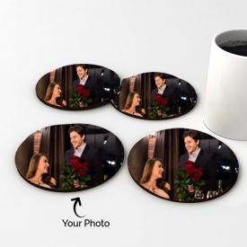 Set Of Four Personalized Round Wooden Coasters