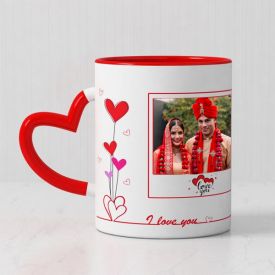 Personalized Red Mug with Heart Handle