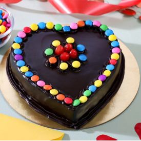 Chocolate Heart Shape Gems Cake