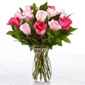 12 Pinkish Rose with Vase