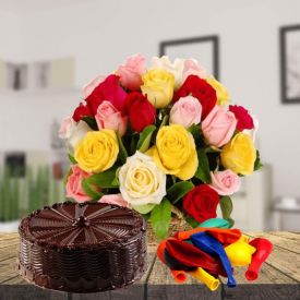 Truffle Cake and Flowers Combo