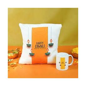 Diwali Mug With Cushion Combo