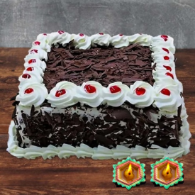 Black forest cake with Diya