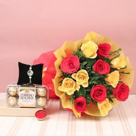 Stunning Mixed Roses N Rakhi