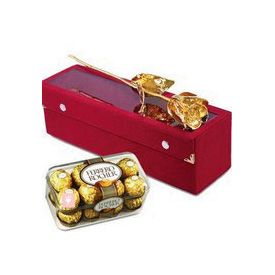 11 Inch Golden Rose with 16 Pcs Ferrero Rocher