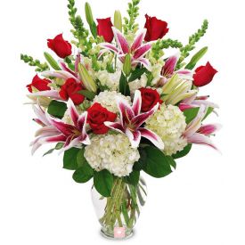 Mixed Roses With Vase